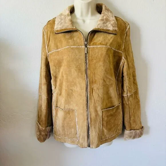 Vintage Penny Lane Coat Suede genuine leather with soft interior size M by Winli - Picture 1 of 8